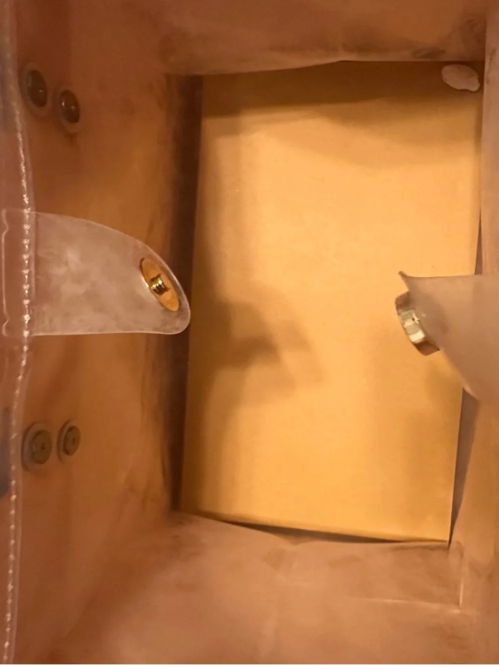 Upcycled Louis Vuitton Orange Shopping Bag Made into a Tote with Tan Handles - Picture 8 of 11